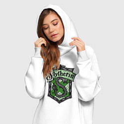 Женское худи-платье Slytherin emblem, цвет: белый — фото 2
