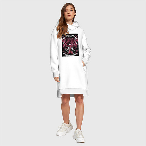 Женская толстовка-платье Metallica - royal arena Denmark / Белый – фото 4