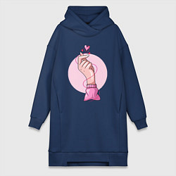 Женское худи-платье Сердечко, цвет: тёмно-синий