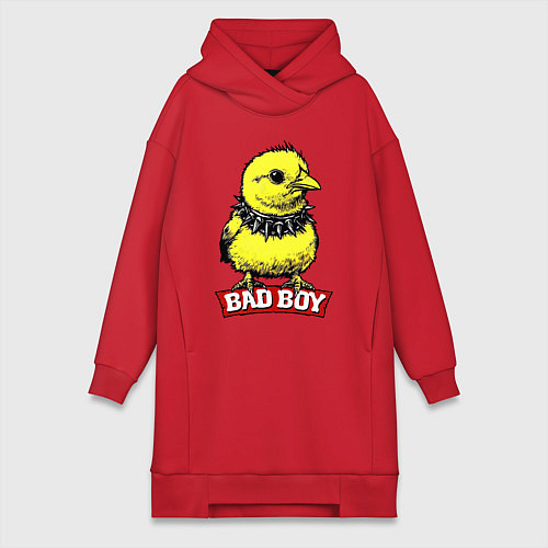 Женская толстовка-платье Bad boy chicken / Красный – фото 1