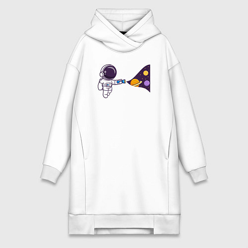 Женская толстовка-платье Космический свет фонарика / Белый – фото 1