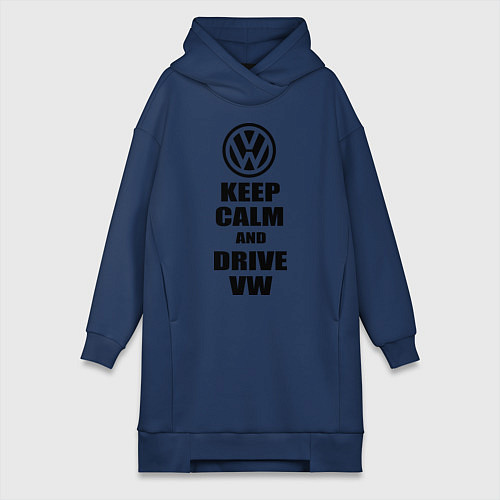 Женская толстовка-платье Keep Calm & Drive VW / Тёмно-синий – фото 1