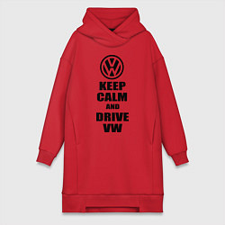 Женское худи-платье Keep Calm & Drive VW, цвет: красный