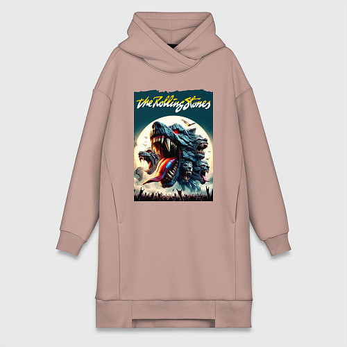 Женская толстовка-платье Волки Роллинг Стоунз - фантазия / Пыльно-розовый – фото 1