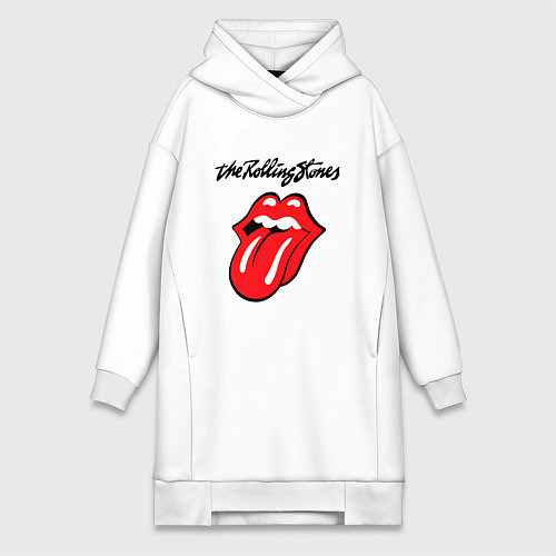 Женская толстовка-платье Rolling Stones - logo / Белый – фото 1