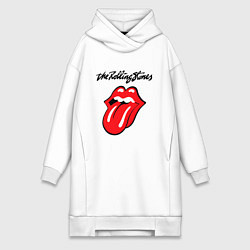Женское худи-платье Rolling Stones - logo, цвет: белый
