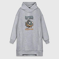Женское худи-платье Карась уже сдурел от этой прикормки, цвет: меланж