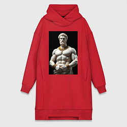 Женское худи-платье Античный герой с цепочкой, цвет: красный