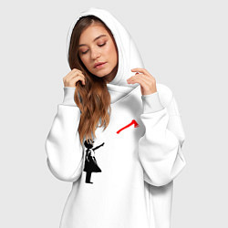 Женское худи-платье Девочка и топор, цвет: белый — фото 2