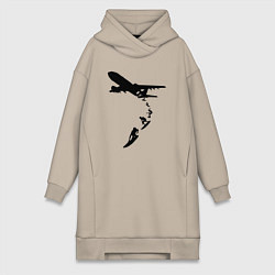 Женское худи-платье Surfer plane, цвет: миндальный