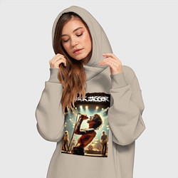 Женское худи-платье Мик Джагер - Роллинг Стоунз, цвет: миндальный — фото 2