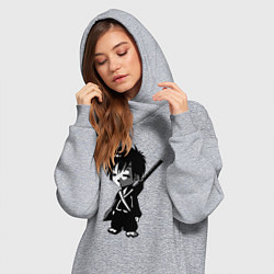 Женское худи-платье Маленький воин-самурай, цвет: меланж — фото 2