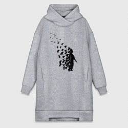 Женское худи-платье Птицы мира, цвет: меланж