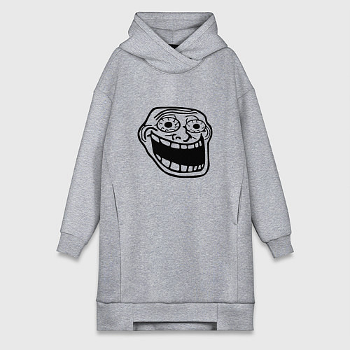 Женская толстовка-платье Омега тролл фейс мем / Меланж – фото 1