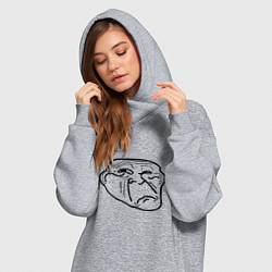 Женское худи-платье Тролл фейс недовольный мем, цвет: меланж — фото 2