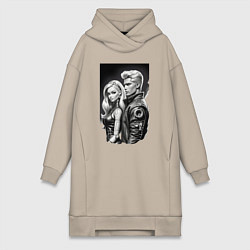 Женская толстовка-платье Барби и Кен - киберпанк эскиз