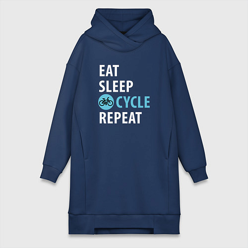 Женская толстовка-платье Еда сон велик / Тёмно-синий – фото 1