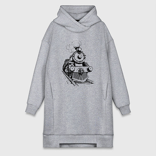 Женская толстовка-платье Векторный паровоз / Меланж – фото 1