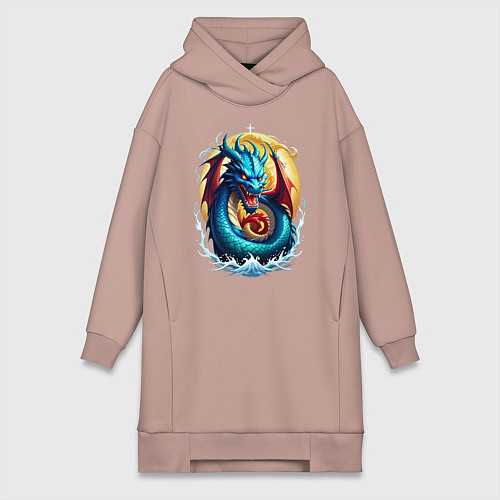 Женская толстовка-платье Водолей в тени дракона / Пыльно-розовый – фото 1