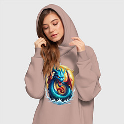 Женское худи-платье Водолей в тени дракона, цвет: пыльно-розовый — фото 2