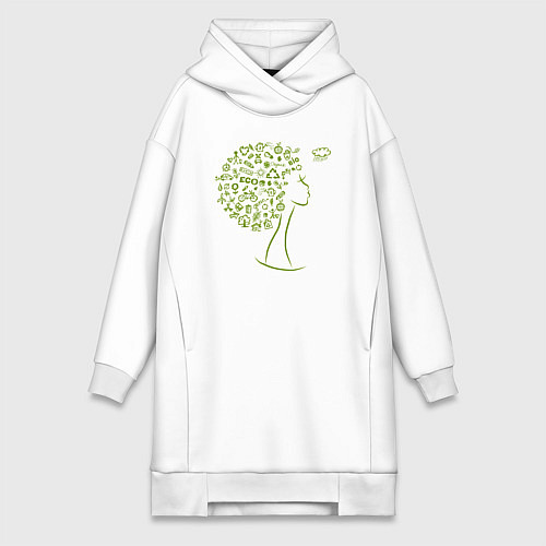 Женская толстовка-платье Эко девчонка / Белый – фото 1