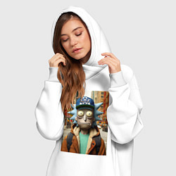 Женское худи-платье Рик Санчес в Нью-Йорке - нейроарт, цвет: белый — фото 2