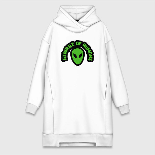 Женская толстовка-платье Остерегайтесь людей / Белый – фото 1