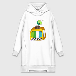 Женское худи-платье Спутниковое тв, цвет: белый