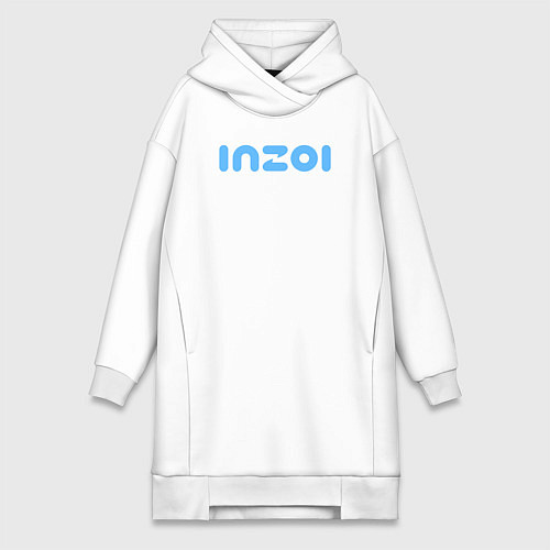 Женская толстовка-платье Inzoi голубой логотип / Белый – фото 1