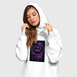 Женское худи-платье Неоновый череп космонавт, цвет: белый — фото 2
