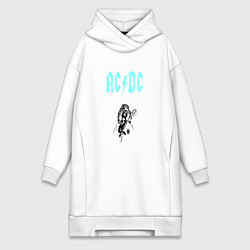 Женское худи-платье AcDc Angus Young, цвет: белый