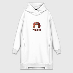 Женское худи-платье Кокошник: россия, цвет: белый