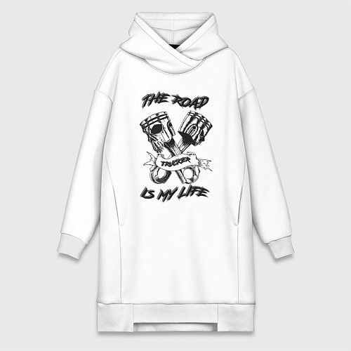 Женская толстовка-платье Дорога это моя жизнь / Белый – фото 1