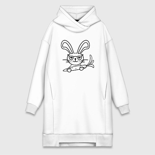 Женская толстовка-платье Милый зайка с морковкой / Белый – фото 1