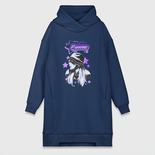 Женская толстовка-платье Fame,Y2K стиль / Тёмно-синий – фото 1