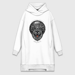 Женское худи-платье Время быть сильным - Велес медведь, цвет: белый