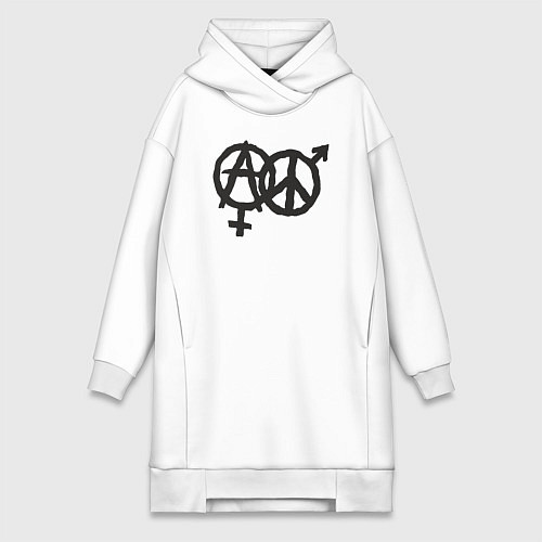 Женская толстовка-платье Anarchy peace / Белый – фото 1