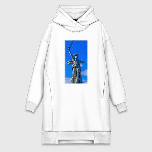 Женская толстовка-платье Родина мать статуя / Белый – фото 1