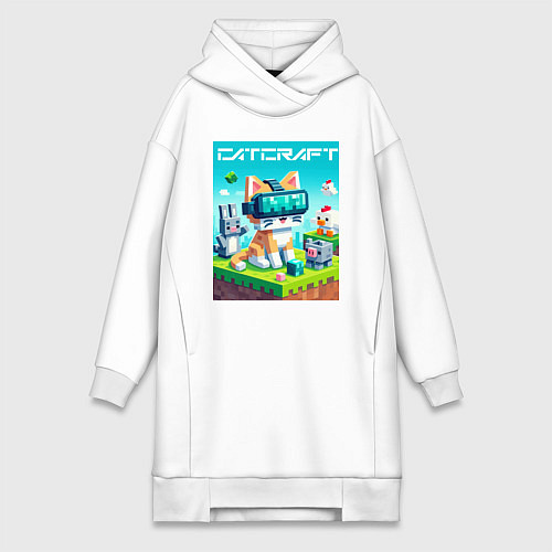 Женская толстовка-платье Catcraft - collaboration ai art / Белый – фото 1
