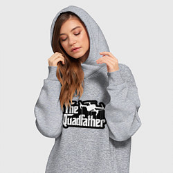 Женское худи-платье Батя дронов и квадрокоптеров, цвет: меланж — фото 2