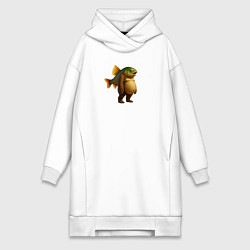 Женское худи-платье Трипи тропи рыба, цвет: белый