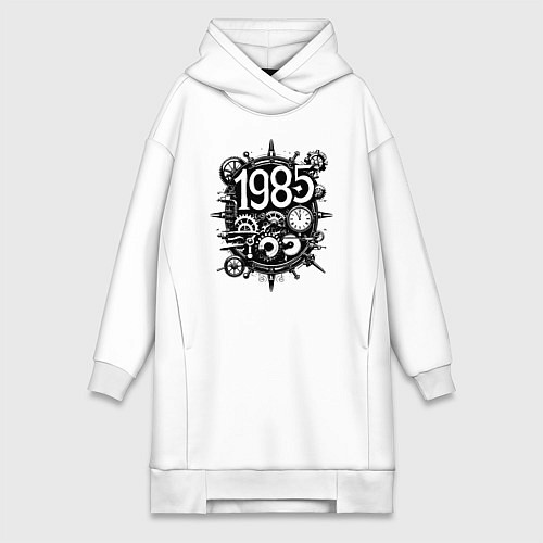 Женская толстовка-платье 1985 стимпанк / Белый – фото 1