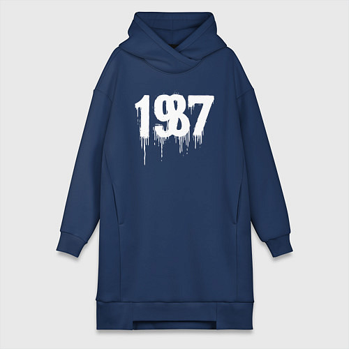 Женская толстовка-платье 1987 растекшиеся капли / Тёмно-синий – фото 1