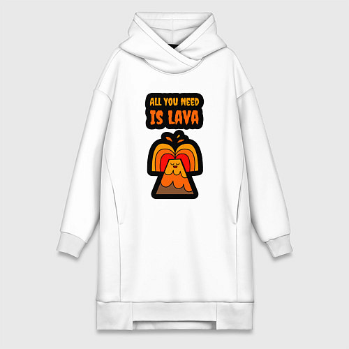 Женская толстовка-платье Всё что тебе нужно это лава / Белый – фото 1