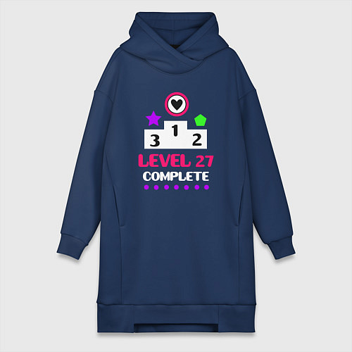 Женская толстовка-платье 27 уровень пройден / Тёмно-синий – фото 1