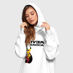 Женское худи-платье Муза хаоса рок, цвет: белый — фото 2