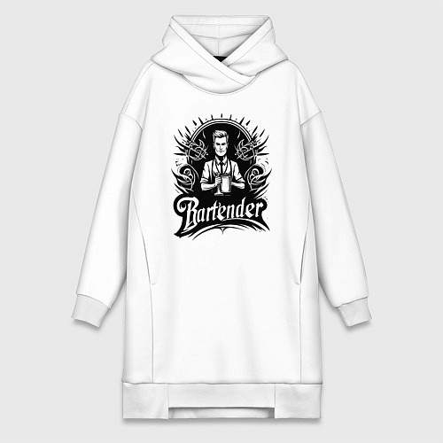 Женская толстовка-платье Бармен орнамент / Белый – фото 1