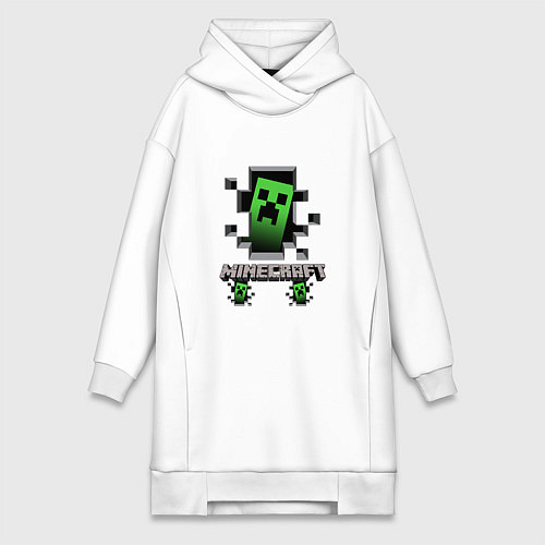 Женская толстовка-платье Minecraft крипер / Белый – фото 1