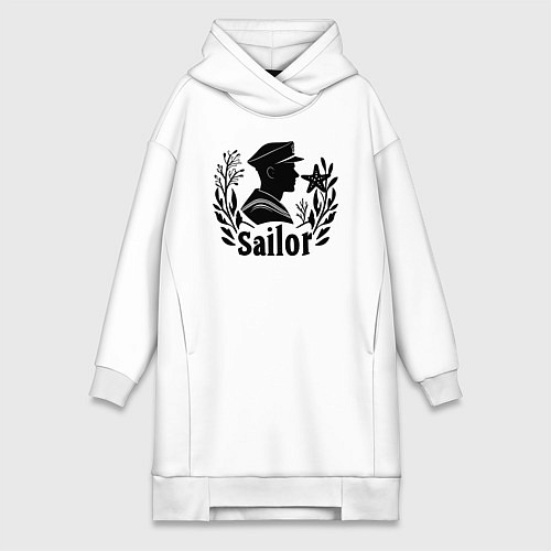 Женская толстовка-платье Моряк с морской звездой / Белый – фото 1