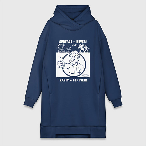 Женская толстовка-платье Поверхность никогда - убежище навсегда / Тёмно-синий – фото 1